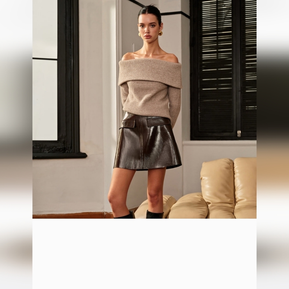 COMMENSE Versatile Zipper PU Leather Mini Skirt - size Small - Picture 3 of 5